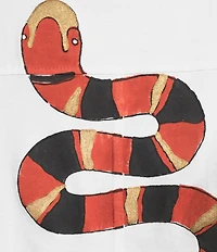 Mo Maya Sonoran Crew Neck Snake Design Knit Tee Shirt