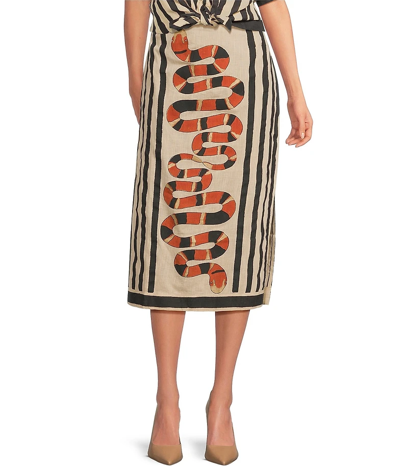 Mo Maya Sonoran Snake Print Pencil Skirt