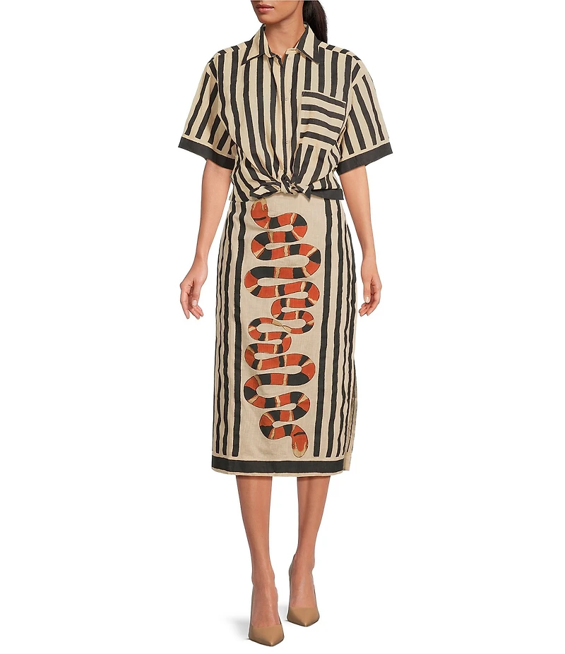 Mo Maya Sonoran Snake Print Pencil Skirt