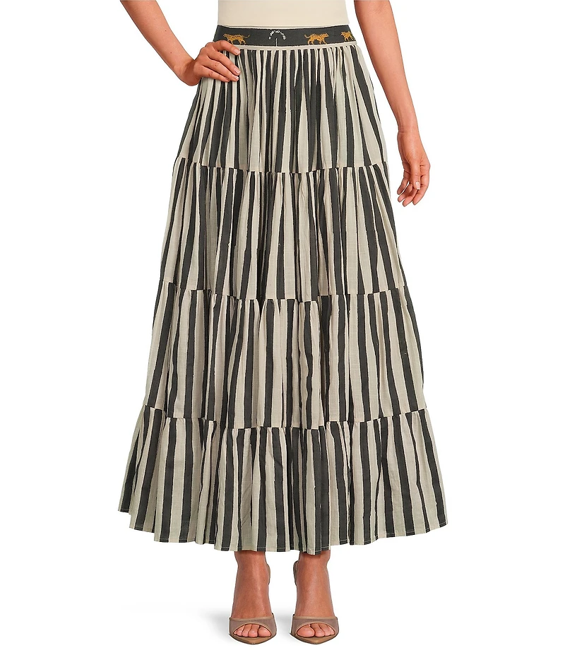 Mo Maya Sonoran Stripe Tiered Maxi Skirt