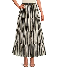 Mo Maya Sonoran Stripe Tiered Maxi Skirt