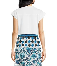 Mo Maya Starfish Printed Crew Neck Short Sleeve Cropped Tee Shirt