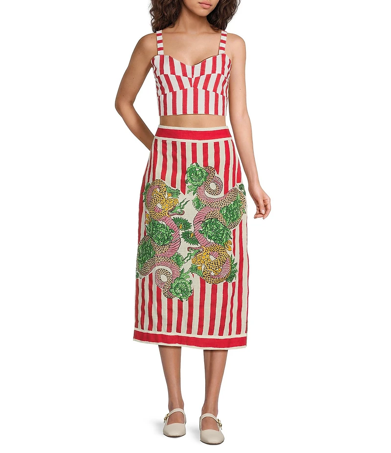 Mo Maya Stripe Sweetheart Neckline Sleeveless Coordinating Bra Top