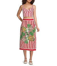 Mo Maya Stripe Sweetheart Neckline Sleeveless Coordinating Bra Top