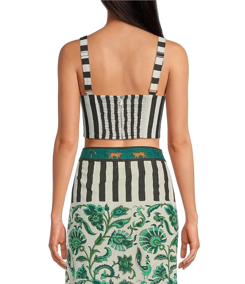 Mo Maya Stripe Sweetheart Neckline Sleeveless Coordinating Bra Top