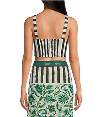 Mo Maya Stripe Sweetheart Neckline Sleeveless Coordinating Bra Top