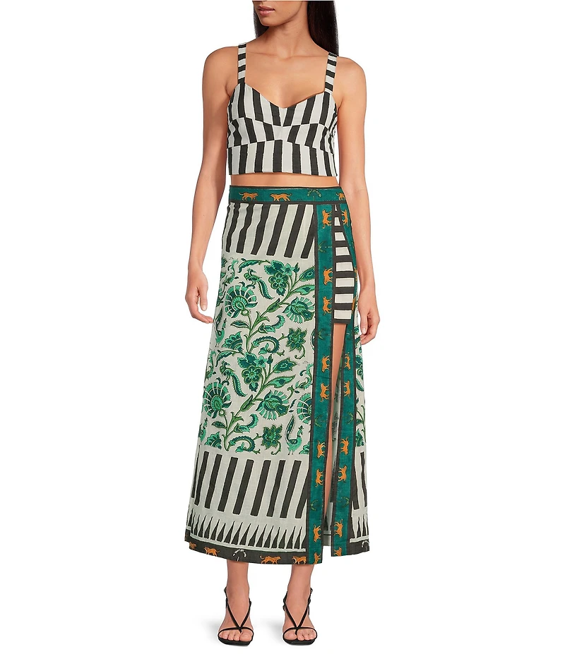 Mo Maya Stripe Sweetheart Neckline Sleeveless Coordinating Bra Top