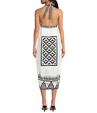 Mo Maya Tara Hand Block Print Halter Midi Dress