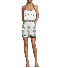Mo Maya Tara Hand Painted Print Coordinating Mini Skirt