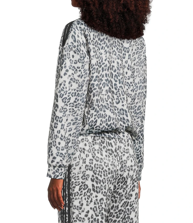 Moa Moa Animal Print Dolman Sleeve Cropped Crew Neck T-Shirt