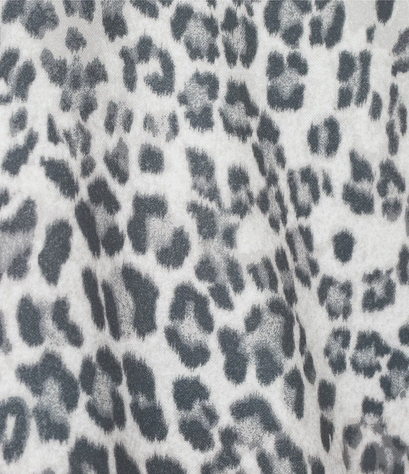 Moa Moa Animal Print Dolman Sleeve Cropped Crew Neck T-Shirt