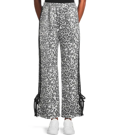 Moa Moa Animal Print Wide Leg Side Tie Pants