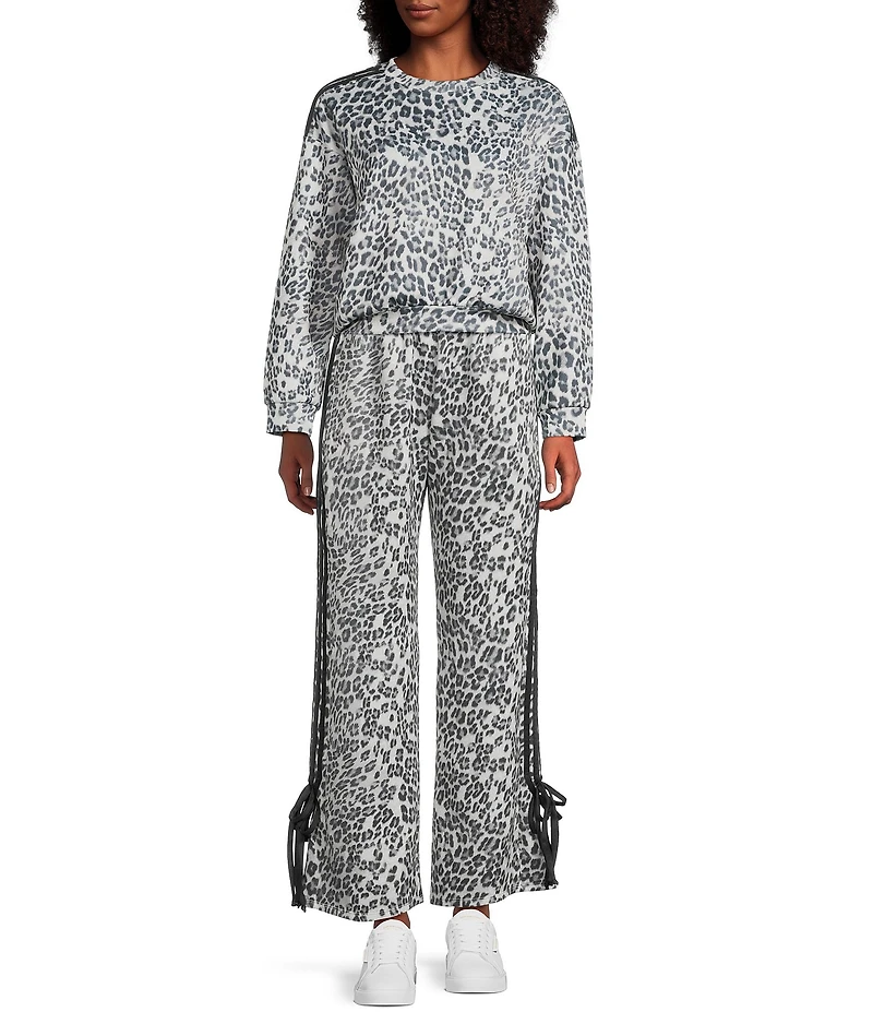 Moa Moa Animal Print Wide Leg Side Tie Pants