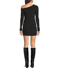 Moa Moa Asymmetrical Neck One Shoulder Long Sleeve Bodycon Dress