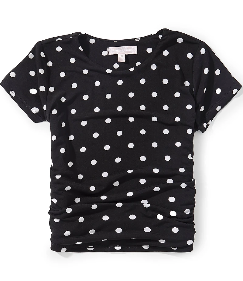 Moa Moa Big Girls Short Sleeve Crew Neck Dot Print Top