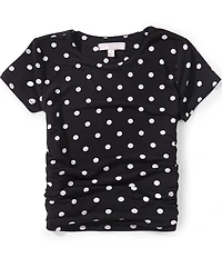 Moa Moa Big Girls Short Sleeve Crew Neck Dot Print Top