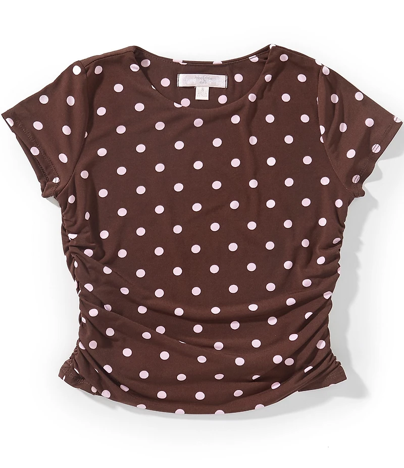 Moa Moa Big Girls Short Sleeve Crew Neck Dot Print Top