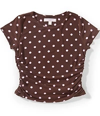 Moa Moa Big Girls Short Sleeve Crew Neck Dot Print Top