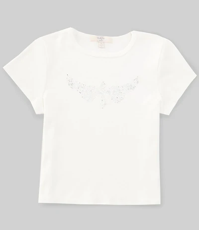 Moa Moa Big Girls Short Sleeve Winged/Cross Graphic T-Shirt