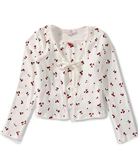 Moa Moa Big Girls Pointelle Cherry Print Tank Top & Cardigan Sweater Set