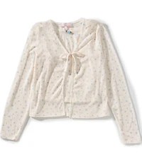 Moa Moa Big Girls Pointelle Ditsy Floral Print Tank Top & Cardigan Sweater Set