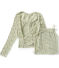 Moa Moa Big Girls Long Sleeve Two Piece Tie Front Tank Top