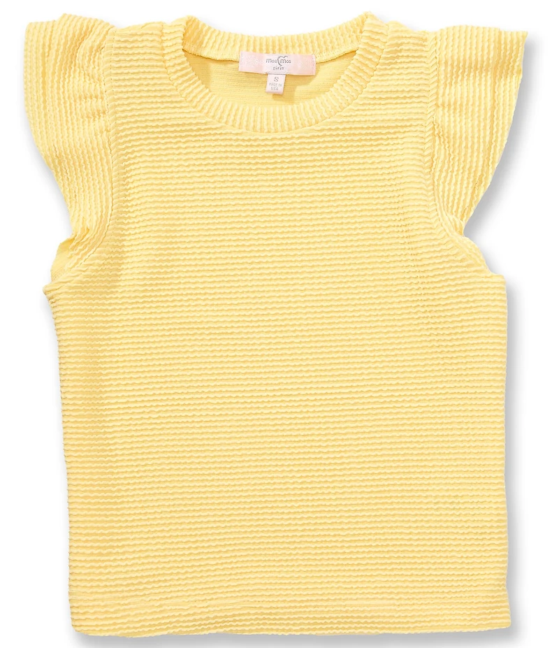 Moa Moa Big Girls Ruffle Short Sleeve Crew Neck Tee