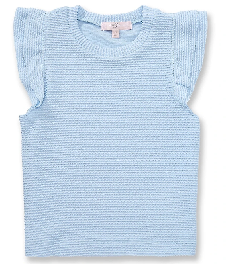 Moa Moa Big Girls Ruffle Short Sleeve Crew Neck Tee