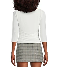 Moa Moa Boat Neck Quarter Sleeve Top