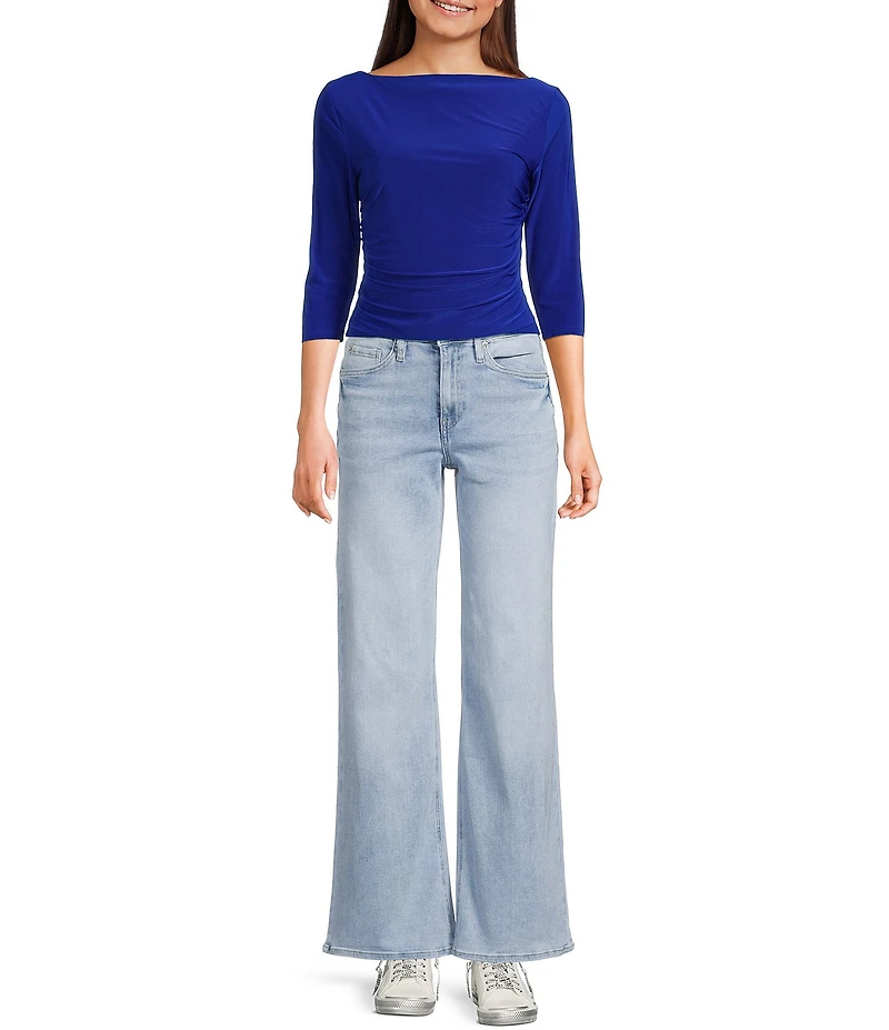 Moa Moa Boat Neck Quarter Sleeve Top