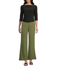 Moa Moa Boat Neck Quarter Sleeve Top