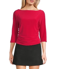 Moa Moa Boat Neck Quarter Sleeve Top
