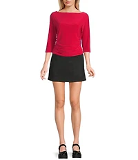 Moa Moa Boat Neck Quarter Sleeve Top