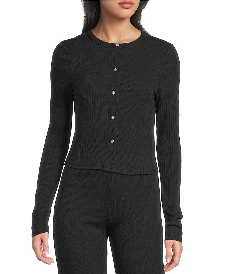 Moa Moa Button Front Long Sleeve Top