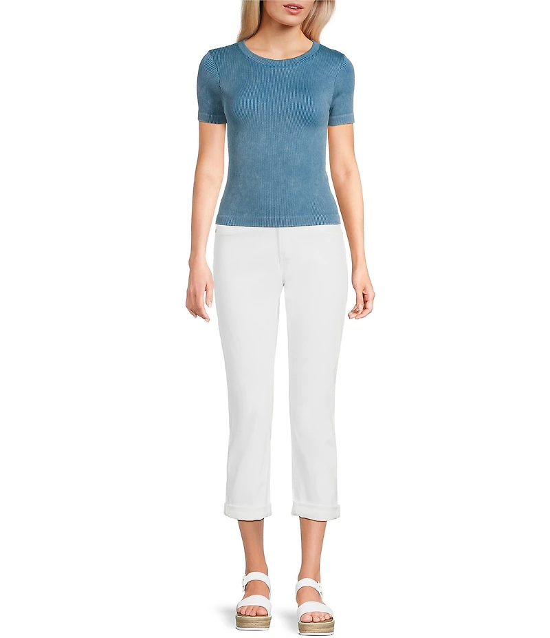 Moa Moa Cap Short Sleeve Crew Neck Solid T-Shirt