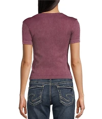 Moa Moa Cap Short Sleeve Crew Neck Solid T-Shirt
