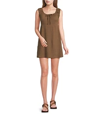 Moa Moa Cap Sleeve Scoop Neck Tie Front Dress