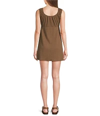 Moa Moa Cap Sleeve Scoop Neck Tie Front Dress