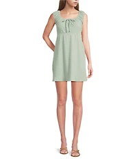 Moa Moa Cap Sleeve Scoop Neck Tie Front Dress