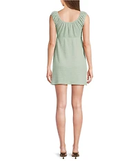 Moa Moa Cap Sleeve Scoop Neck Tie Front Dress