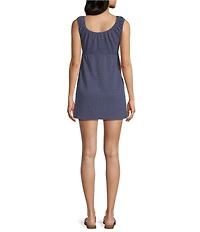 Moa Moa Cap Sleeve Scoop Neck Tie Front Dress