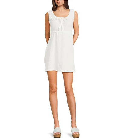 Moa Moa Cap Sleeve Scoop Neck Tie Front Dress