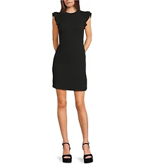 Moa Moa Crew Neck Ruffle Sleeve Dress