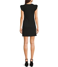 Moa Moa Crew Neck Ruffle Sleeve Dress
