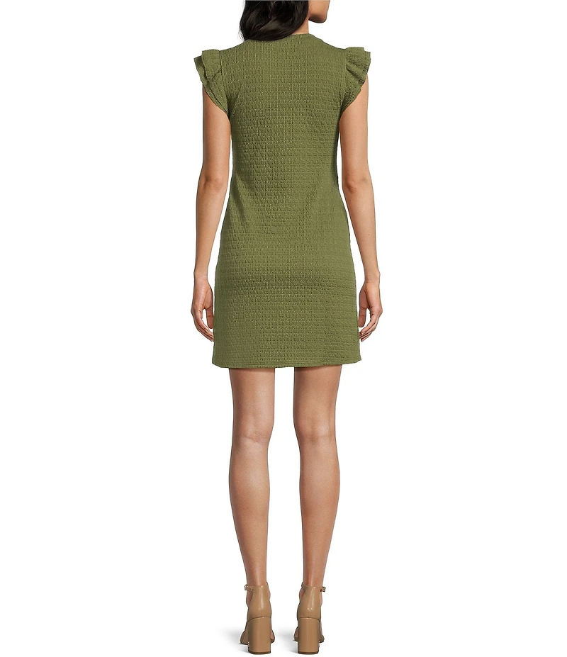 Moa Moa Crew Neck Ruffle Sleeve Dress