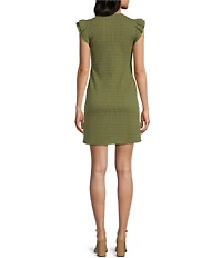 Moa Moa Crew Neck Ruffle Sleeve Dress