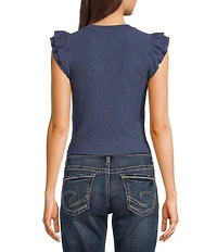 Moa Moa Crewneck Ruffle Short Sleeve Top