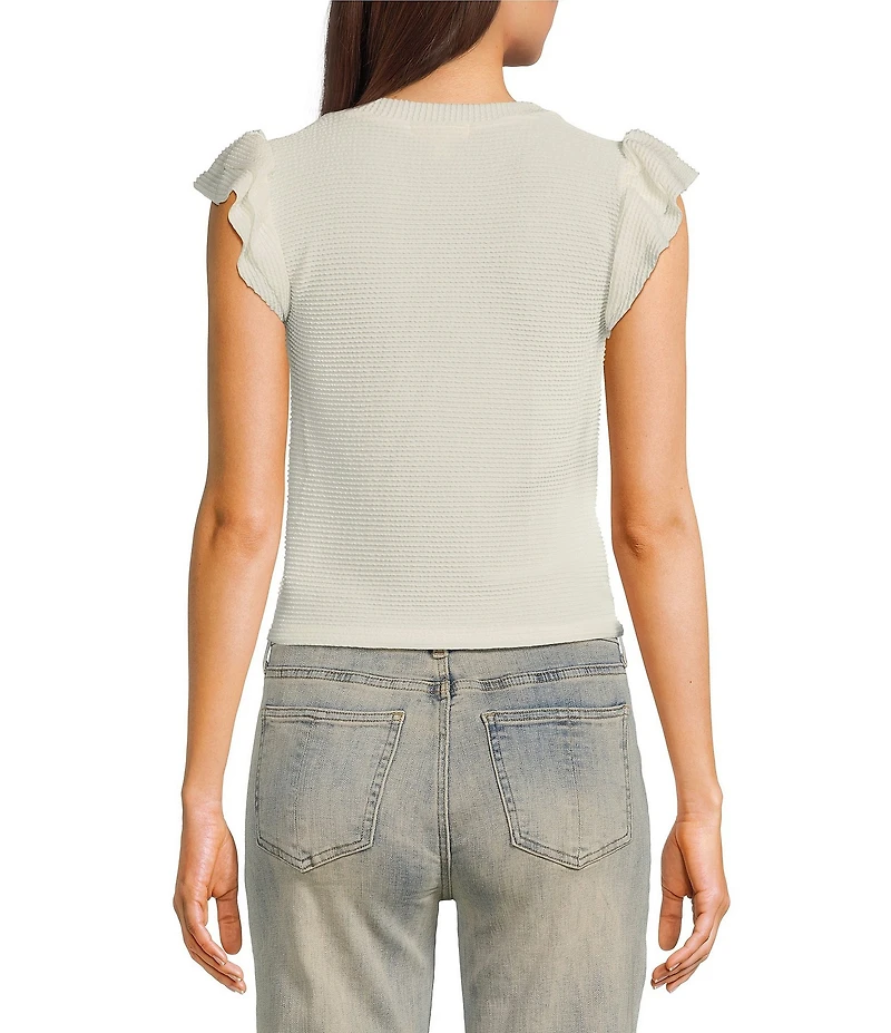 Moa Moa Crewneck Ruffle Short Sleeve Top