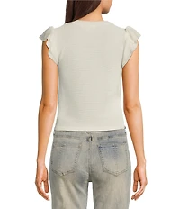 Moa Moa Crewneck Ruffle Short Sleeve Top