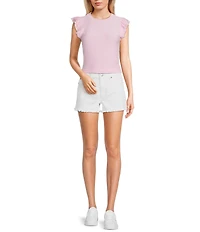 Moa Moa Crewneck Ruffle Short Sleeve Top
